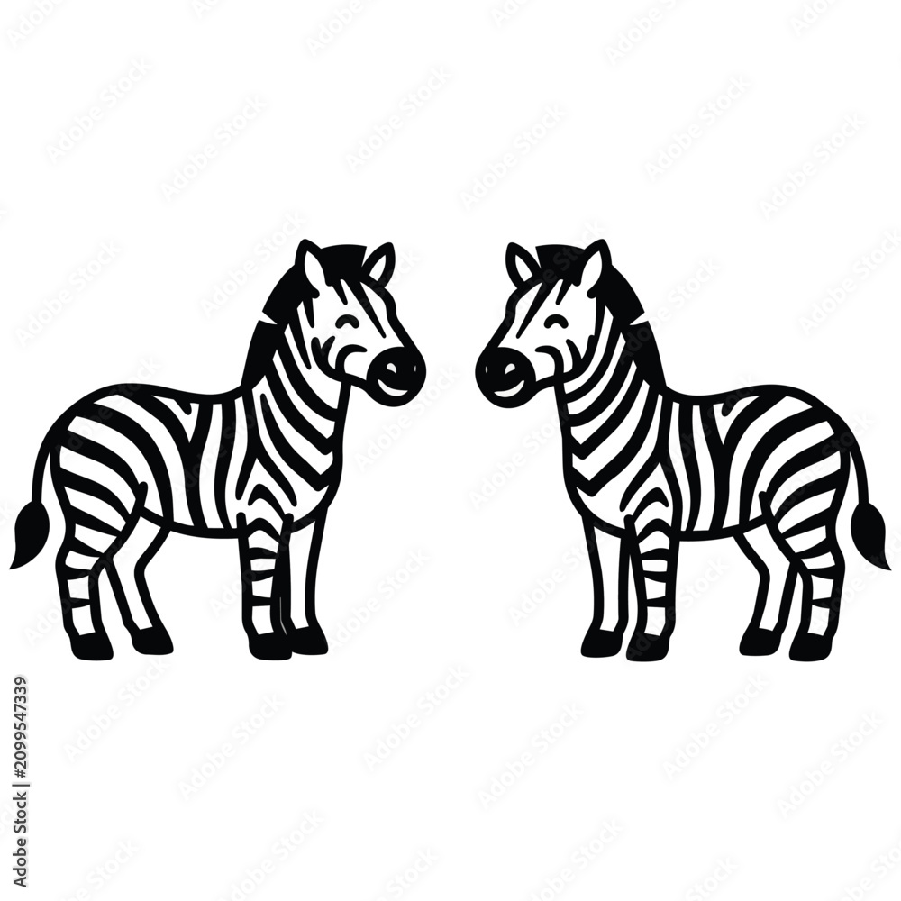 Obraz premium Zebras facing each other in black and white
