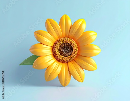 Vibrant Yellow Sunflower Bloom on a Soft Blue Background.