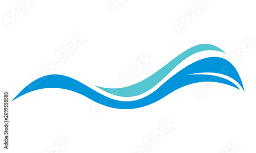 blue water wave icon vector logo