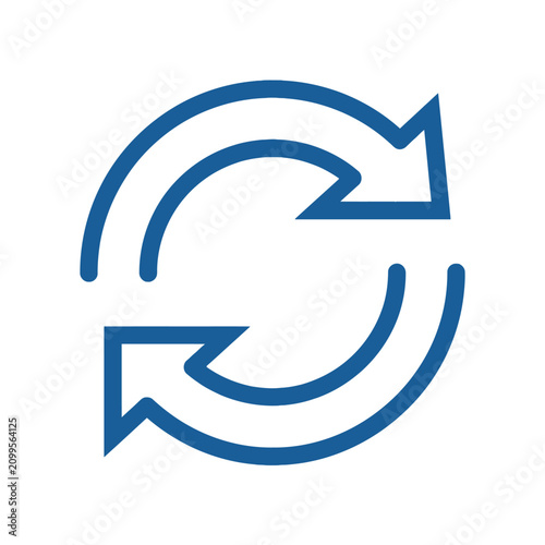 Tableau sur toile Blue circular arrows icon symbolizing refresh, reload, cycle, or repeat process,