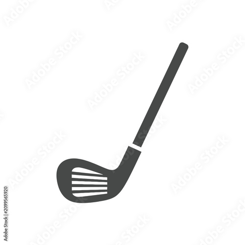 Isolated black silhouette of a golf club on a white background, golf equipment, sports icon