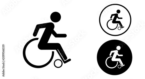 Icon depicting a person in a wheelchair to symbolize accessibility and inclusive design for public spaces.