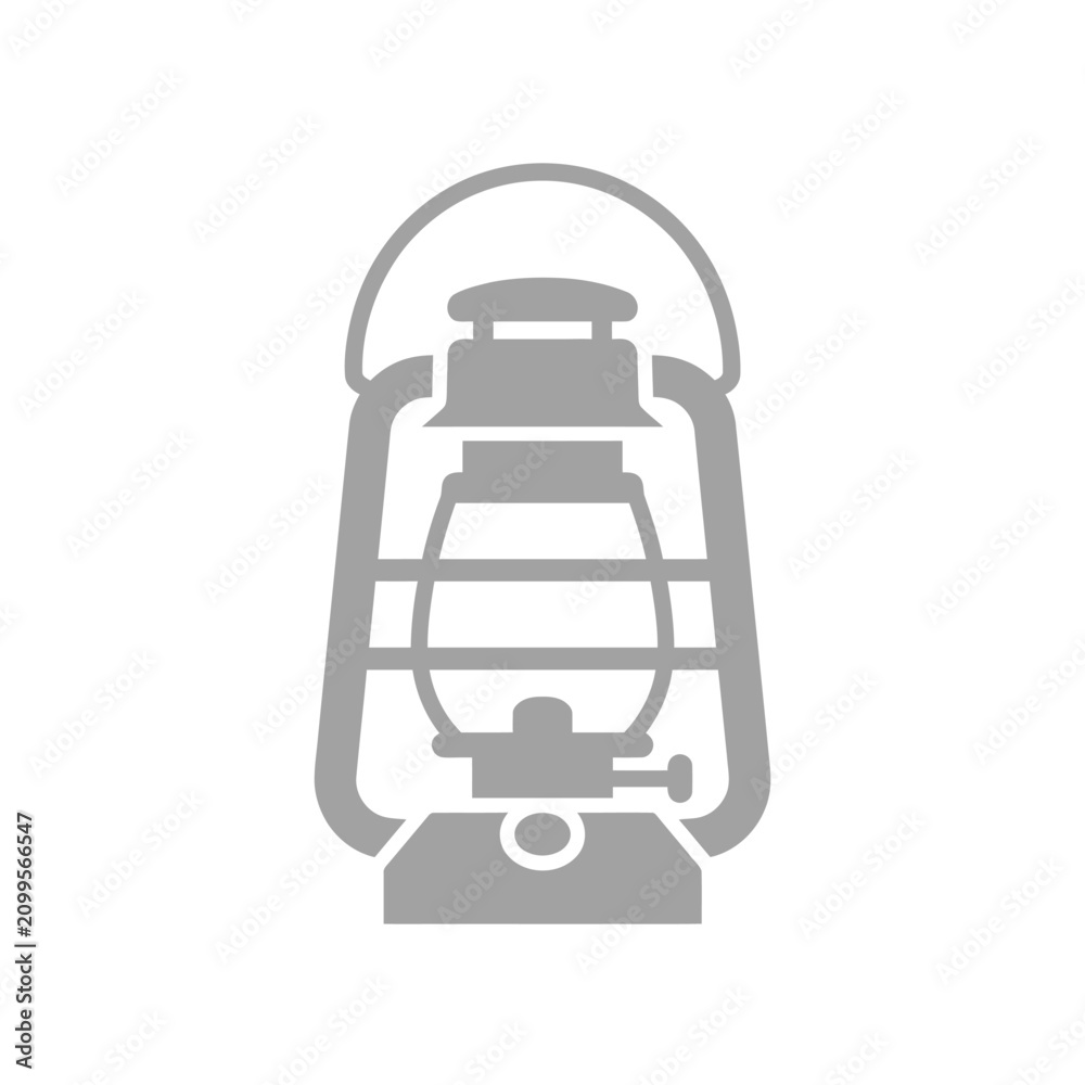 Fototapeta premium Isolated kerosene lamp icon, camping equipment, portable light source, vintage illumination, travel gear