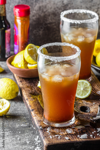 Fotografie Mexican beer drink Michelada