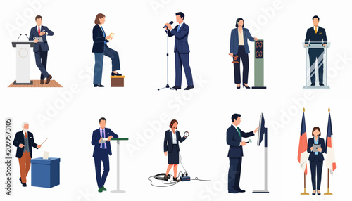 Photos Diverse Collection of Professional Characters Including Public Speakers Politici