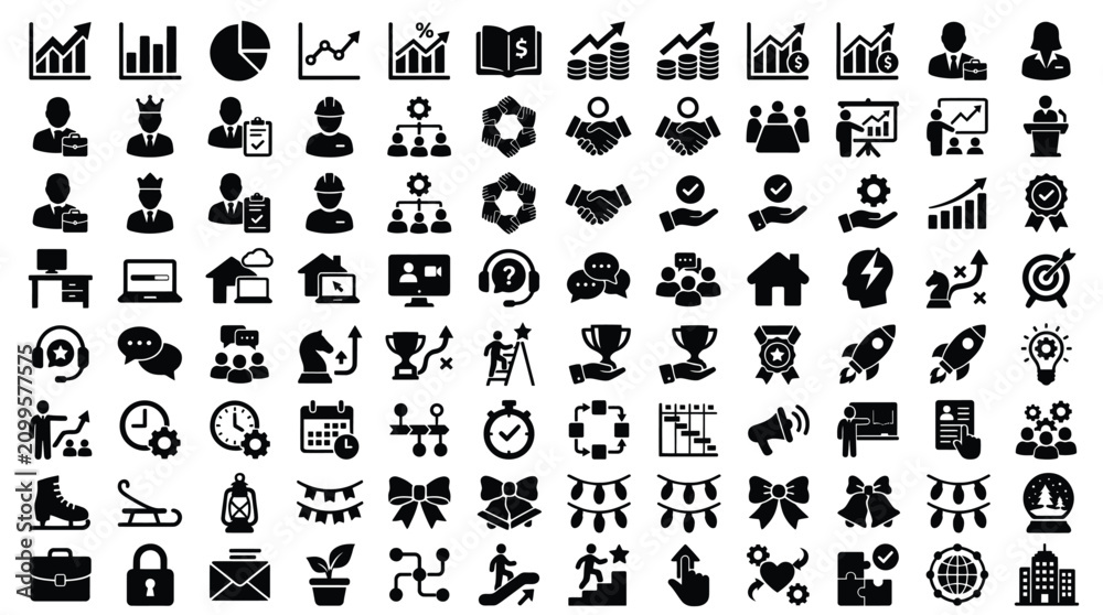 Obraz premium Collection of black business and finance icons