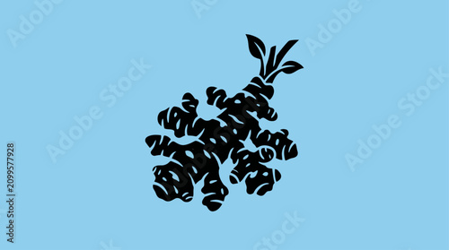 Canvastavla Ginger root appears as a stylized black graphic icon set against a solid light blue background for culinary branding