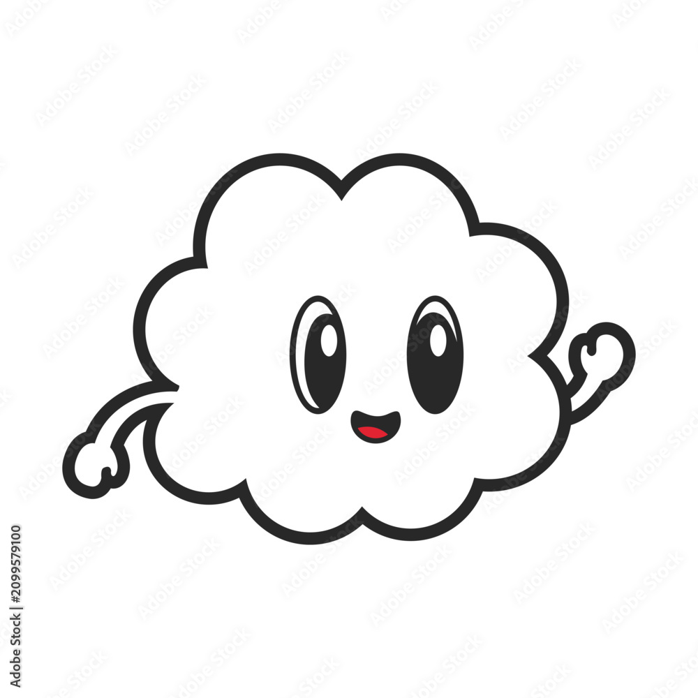 Fototapeta premium Cute cloud character vector isolated on white background