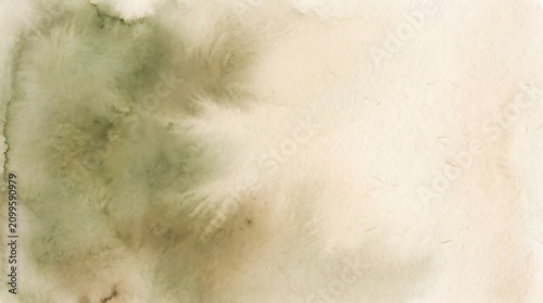 Soft watercolor wash with organic green and beige tones on a gradient background