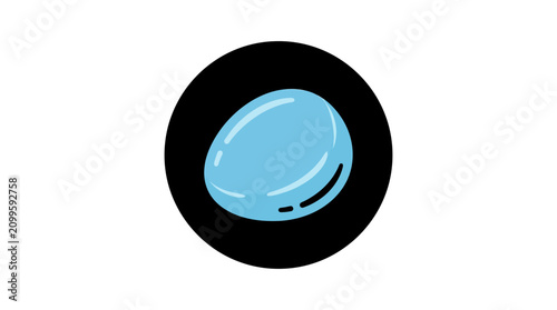 Εκτύπωση καμβά Blue stone icon sits centered inside a black circular frame as a modern graphic representation of a pebble