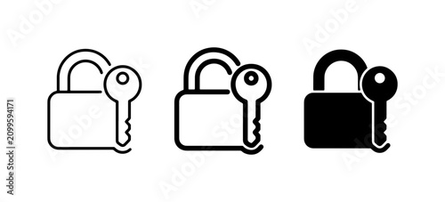 Bild auf Leinwand Lock and Key Icons: Security, Access, Protection Vector Set