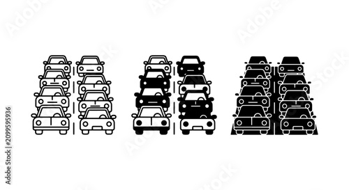 Cuadro en lienzo Traffic Jam Icons, Congestion Vector Set, Road Blockage Graphics