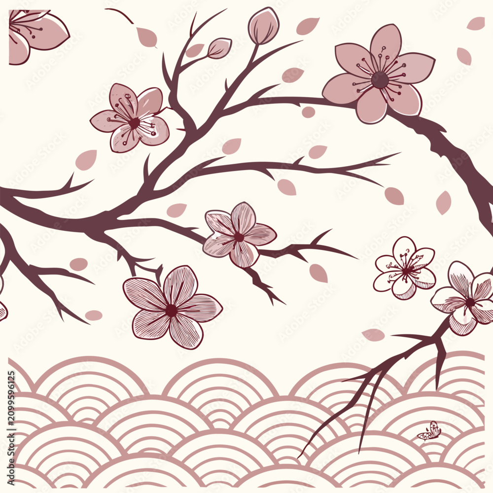 Fototapeta premium Seamless Black and White Ornamental Vector | Floral Botanical Swirl and Geometric Tile Pattern for Fabric, Textile, Wallpaper, Interior, Home Décor and Digital Art | Classic Elegant Design