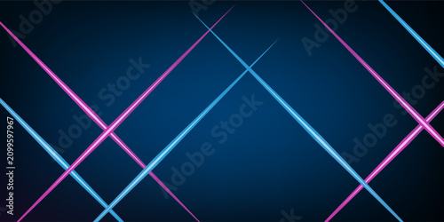 Schilderij op canvas Neon blue pink light saber abstract concept