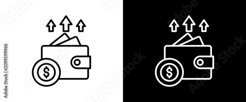 Profit white and black icon set design