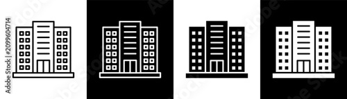 Corporation white and black icon set design