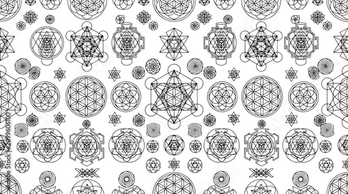Sacred geometry pattern with intricate mystical and esoteric symbols geometry esoteric mystical spiritual abstract background sacredgeometry religious ornament illustration intricate