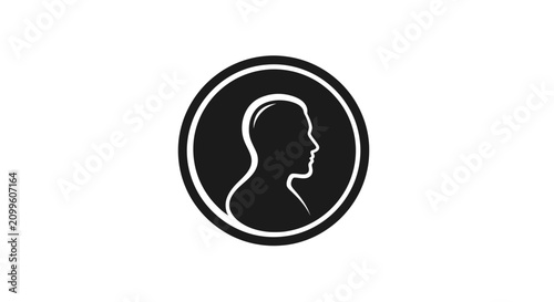 Obraz na plátne Minimalist human profile icon inside a circular frame.