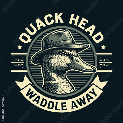 Tableau sur toile Duck Wearing a Hat Illustration.
