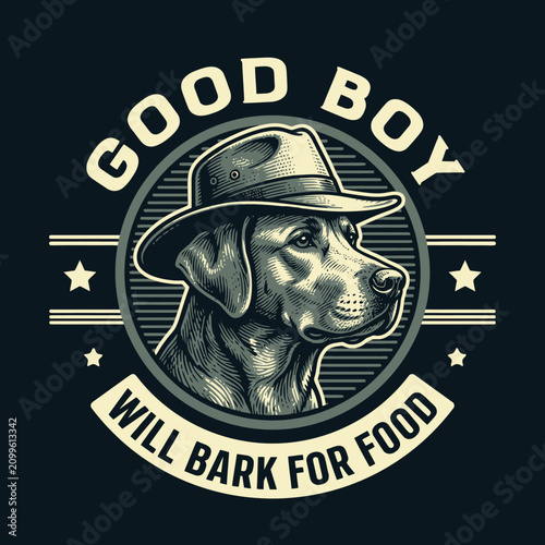 Bild auf Leinwand Dog wearing a hat illustration.