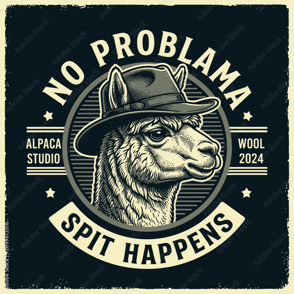 Obraz premium Llama Wearing a Hat Illustration.