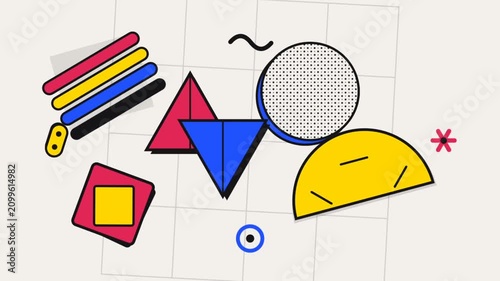 Abstract Memphis Style Geometric Shapes Motion Graphics Video