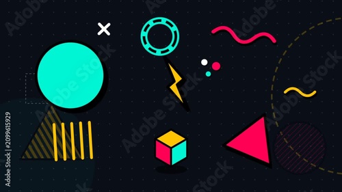 Memphis Style Abstract Geometric Motion Graphics Background