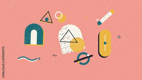 Abstract geometric motion graphics on salmon background