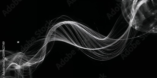 фотографія Elegant white generative line trails forming a fluid smoke wave effect