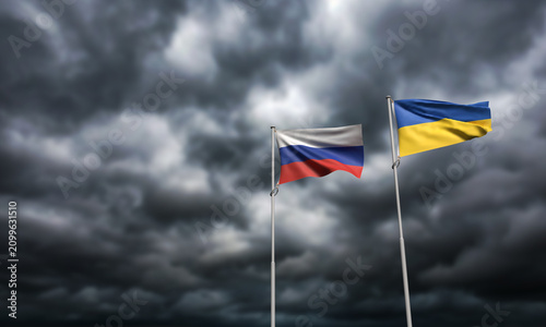 Russia ukraine flag country national cloudy background russian ukrainian military soldier war politic government kiev europe attack border russia ukraine diplomacy peace freedom relation crimea fight 