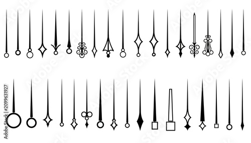 Φωτογραφία Clock hands in various styles are arranged in a structured collection to represent precision and timekeeping