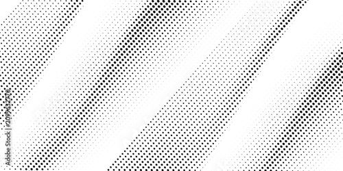 Minimalist abstract background featuring a stark black halftone dot matrix grid layout on a clean white field. This high-contrast geometric wave pattern is perfect for urban pop-art design layouts.