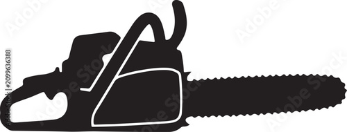 Foto Black silhouette icon of a gasoline chainsaw for construction and forestry work