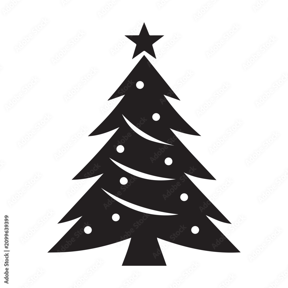Fototapeta premium Christmas tree silhouette icon vector illustration