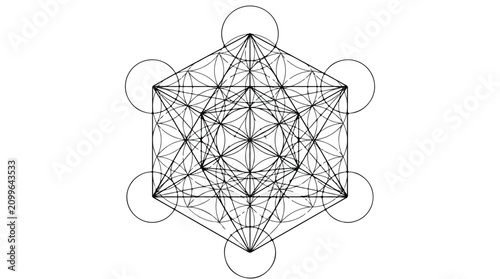 Bild auf Leinwand Sacred geometry Metatron's Cube vector illustration, mystical flower of life man