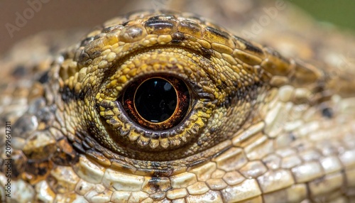Close-up of a Reptiles Eye - Intricate Scales and Intense Gaze.