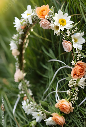 Handmade flower wreath with...