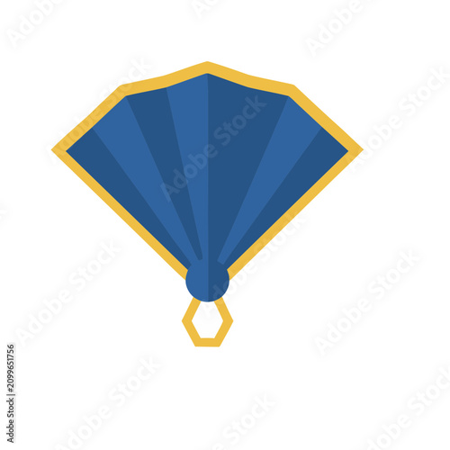 Blue and yellow folding fan illustration