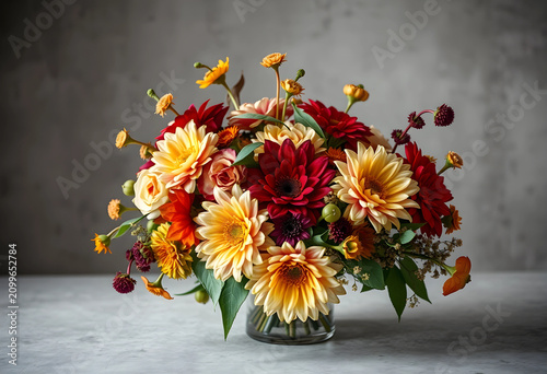 Autumnal flower bouquet wit...