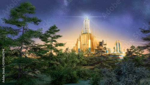 фотографія The New Jerusalem, Holy City of Zion, glowing with the glory of God on the New Earth