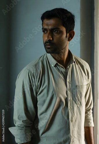 Young indian man with a ser...