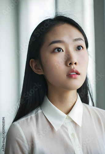 Young asian woman with long...