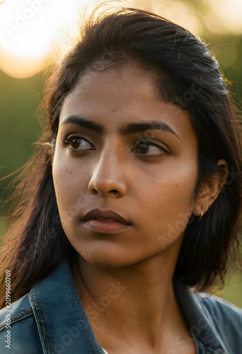 Young indian woman with dar...