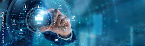 Obraz na plátne A sales manager handhold CRM systems deployment
