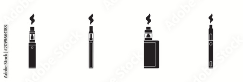 Bild auf Leinwand Set of electronic cigarette vape device icons in flat black vector style for mod