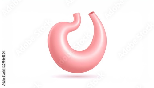 Glossy pink human stomach icon for medical digestive health.