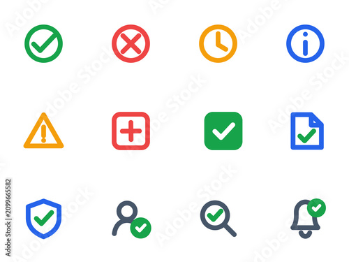 Approval and Validation Outline Icons Set.