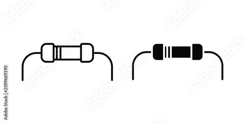 Resistor icon thin symbol group. EPS10