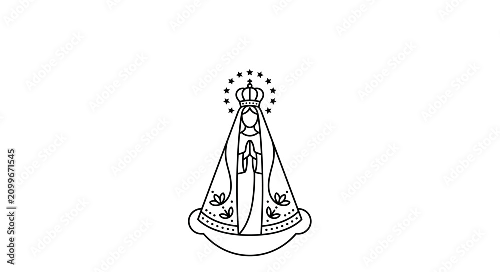 Fototapeta premium Minimalist line art illustration of Our Lady of Aparecida.