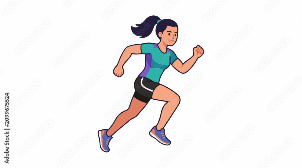 Fototapeta premium Energetic female athlete running with determination